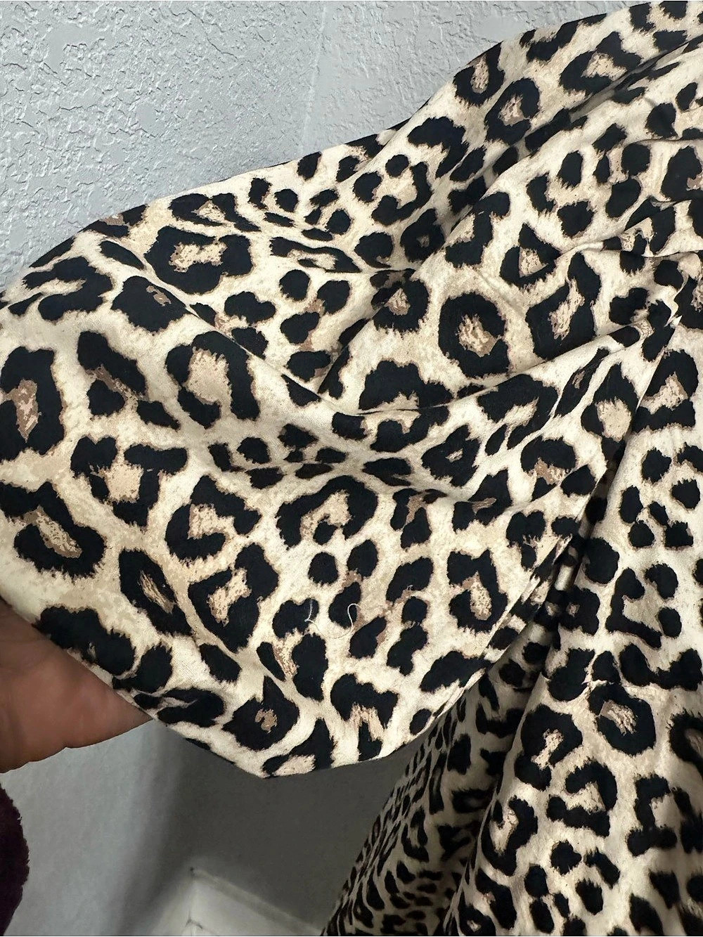 H&M Leopard Print Ruffle Button-Front Cotton Mini Dress Women’s Large